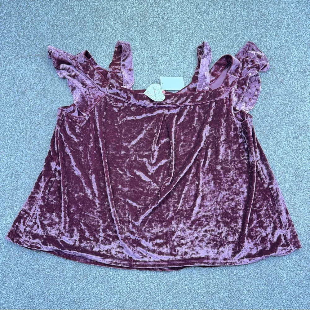 NEW Self Esteem Velvet Cold Shoulder Top Rose Gold Pink Womens size 3X - Picture 6 of 14